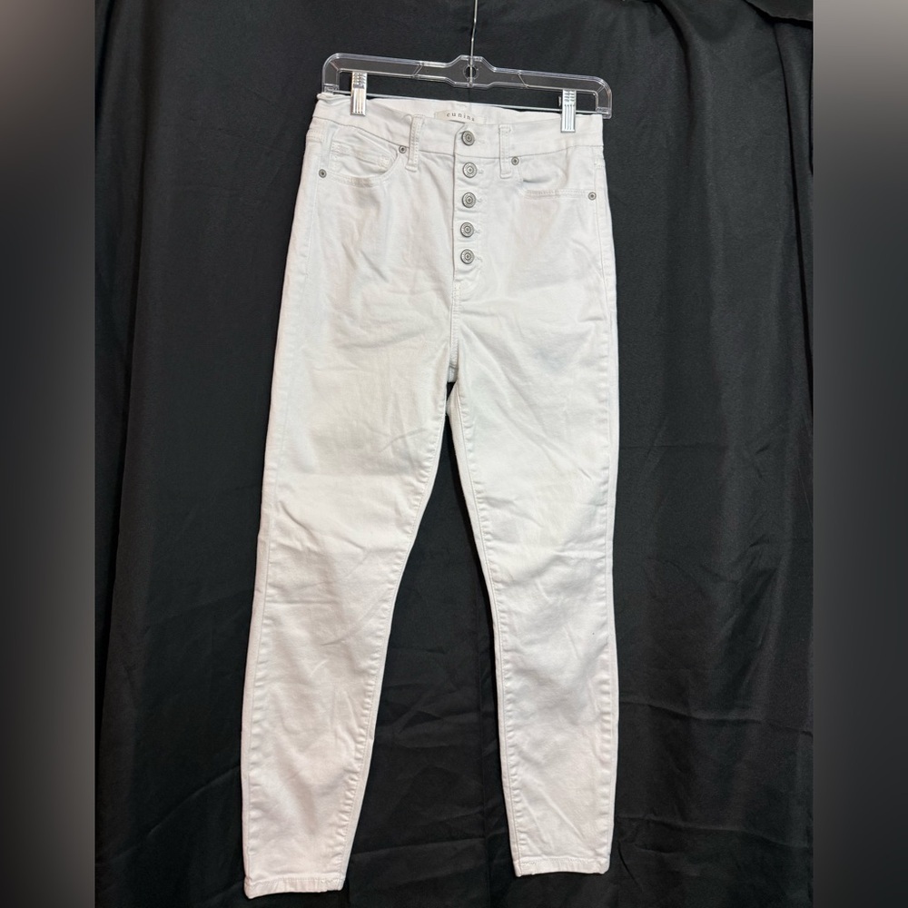 EUNINA KENNALL WHITE ULTRA HIGH RISE SKINNY CROP JEANS